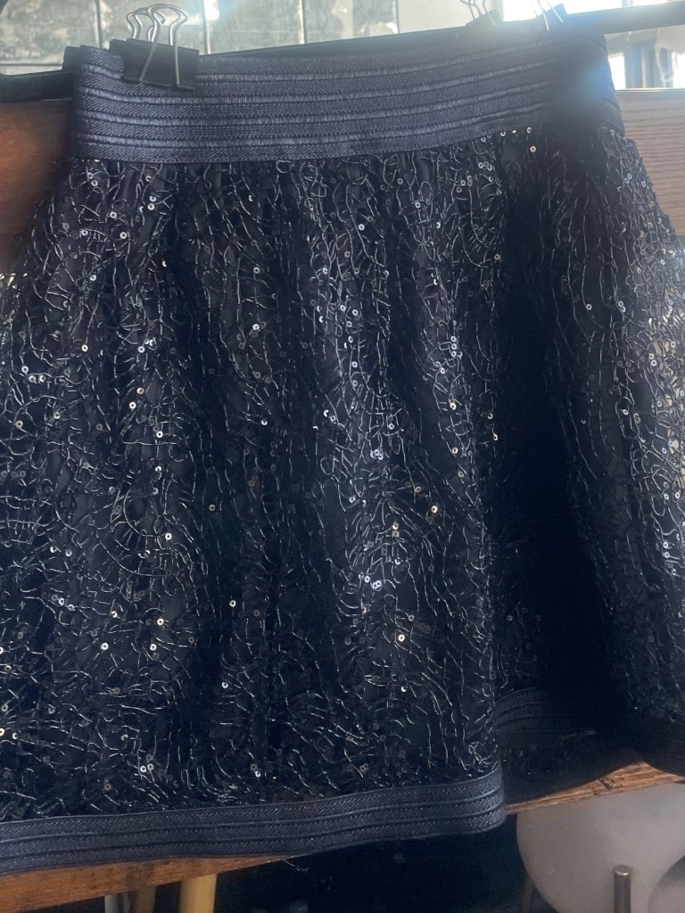 Mini black sequin and tulle skirt
